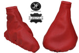 RED REAL LEATHER MANUAL GEAR & HANDBRAKE GAITER FITS ALFA ROMEO 147 2000-2004