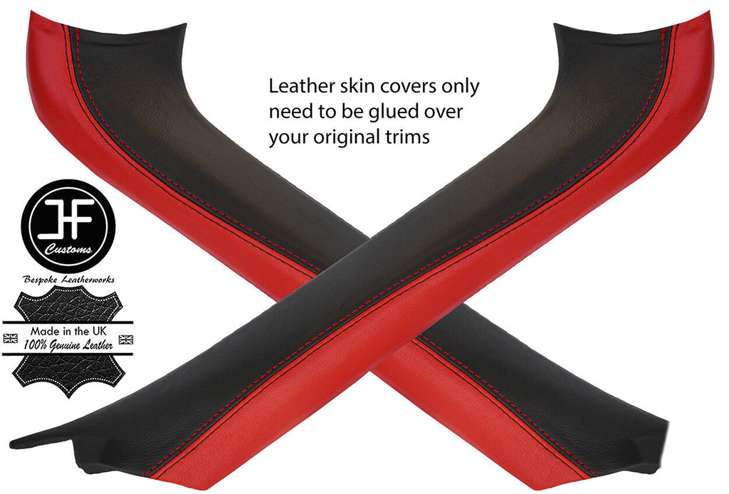 BLACK & RED 2X A PILLAR 2 TONE LEATHER COVERS FOR PORSCHE 986 BOXSTER 96-04