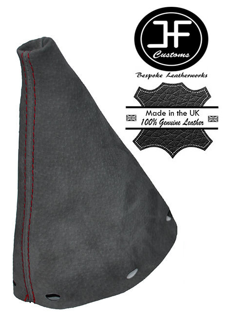 RED STITCHING MANUAL GRAPHITE SUEDE GEAR GAITER FITS MINI R50 R53 2001-2006