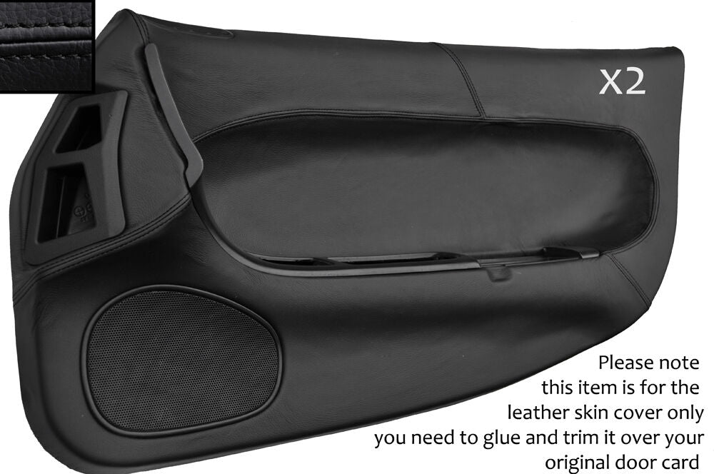 BLACK STITCH 2X DOOR CARDS LEATHER SKIN COVERS FITS MAZDA RX7 FD3S 1992-2002 JF1