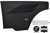 BLUE STICH 2X REAR FULL DOOR CARD LEATHER COVER FITS FORD ESCORT MK1 COUPE 2DR