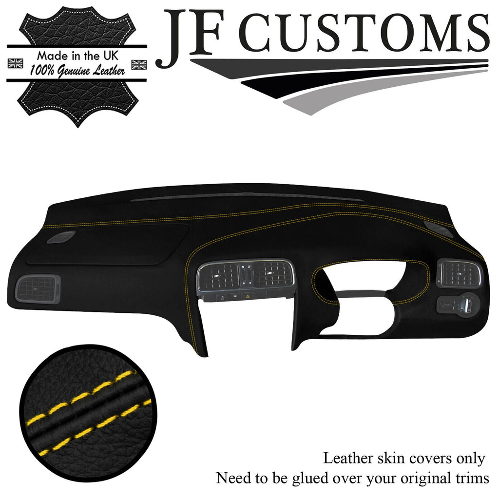 YELLOW STITCH ITALIAN LEATHER DASH DASHBOARD COVER FITS VW POLO 6R 2009-2014