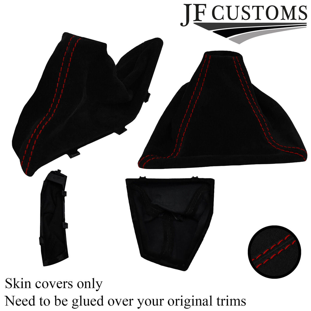 D RED STITCH SUEDE GEAR+HANDBRAKE GAITER+FRAME FITS BMW 1 SERIES F20 F21 11-17