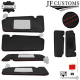 RED CROSS STITCH 2X SUN VISOR COVERS FOR SMART FORTWO 453 2014-2019 CUSTOM NEW