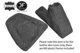 GREY SUEDE FITS BMW E90 E91 E92 E93 GEAR HANDBRAKE GAITER SET BLACK STITCH