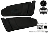 BLACK CROSS STITCH 2X SUN VISOR LEATHER COVERS FITS VW T6 TRANSPORTER 1 MIRROR