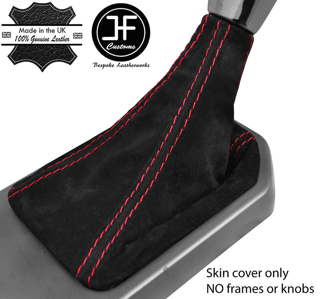 RED  STITCH REAL SUEDE MANUAL GEAR GAITER FOR LAND ROVER DISCOVERY 3 LR3 04-09