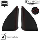 RED STITCH LEATHER 2X WING MIRROR DOOR TRIM COVER+FRAMES FOR VW GOLF MK3