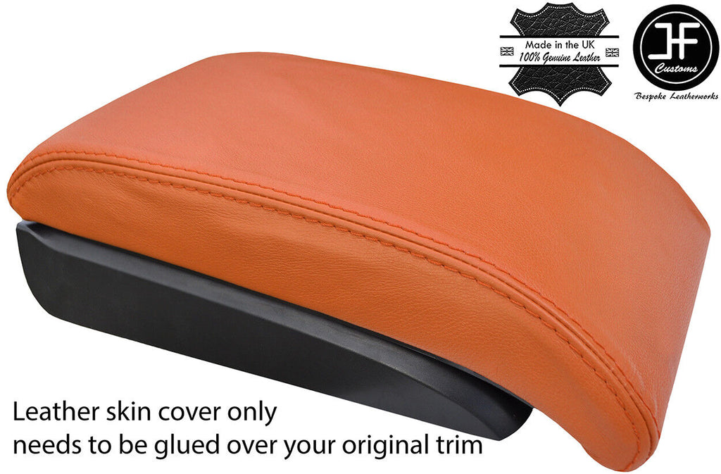 ORANGE  REAL LEATHER SLIDING  ARMREST COVER FOR VW TOURAN CADDY 2003-2010