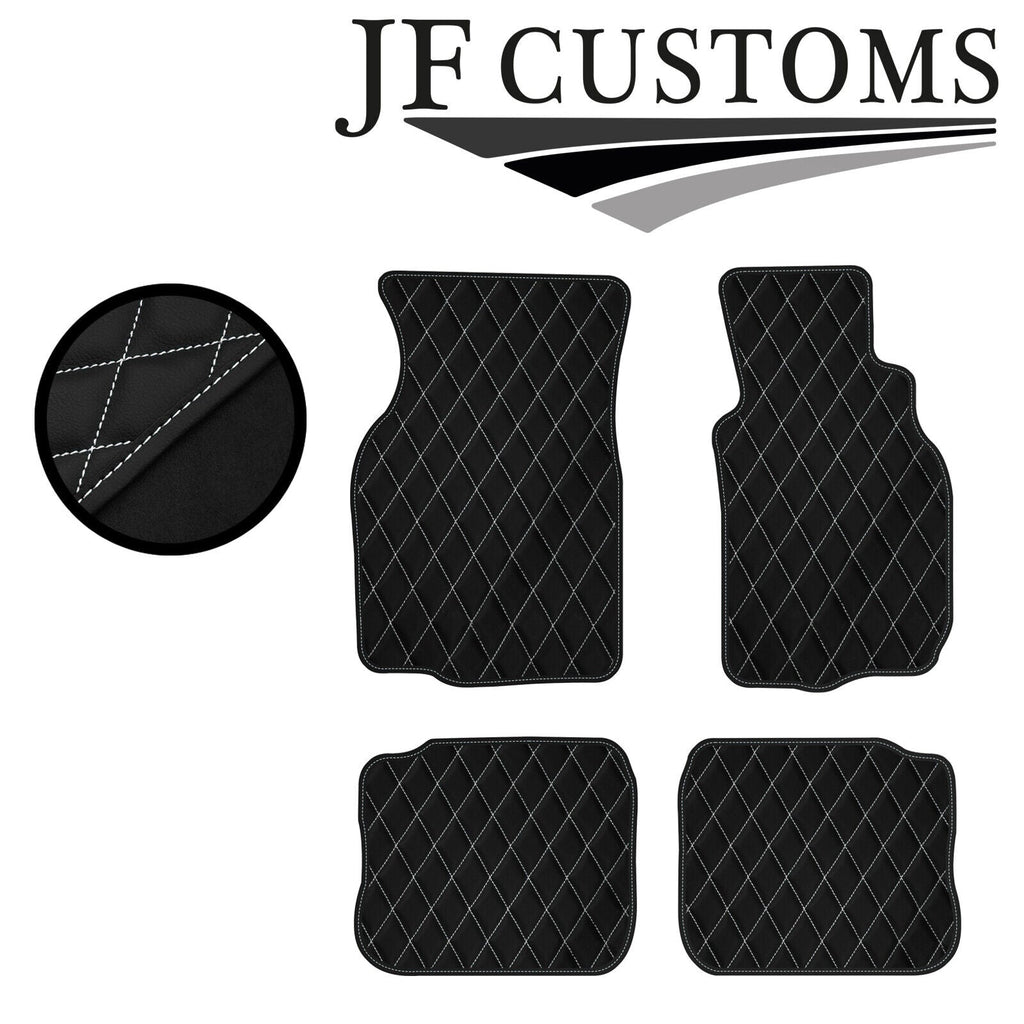 WHITE DIAMOND STITCH VINYL 4X TAILORED FLOOR CARPETS FOR MITSUBISHI EVO 4 5 6