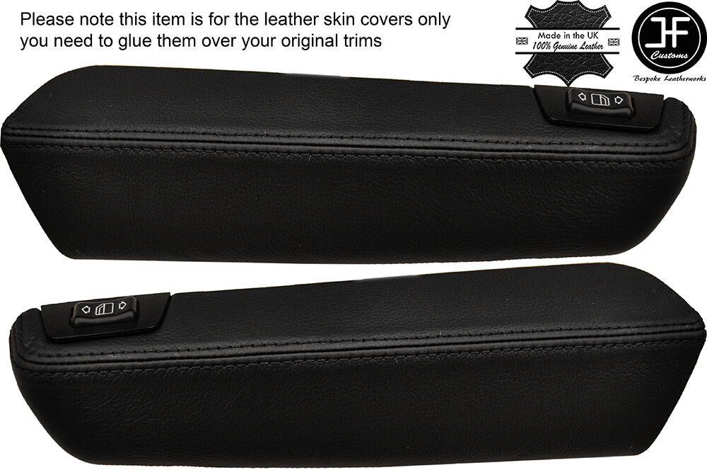 BLACK STITCH 2X REAR DOOR ARMREST LTHR COVER FITS MERCEDES C124 E CLASS COUPE