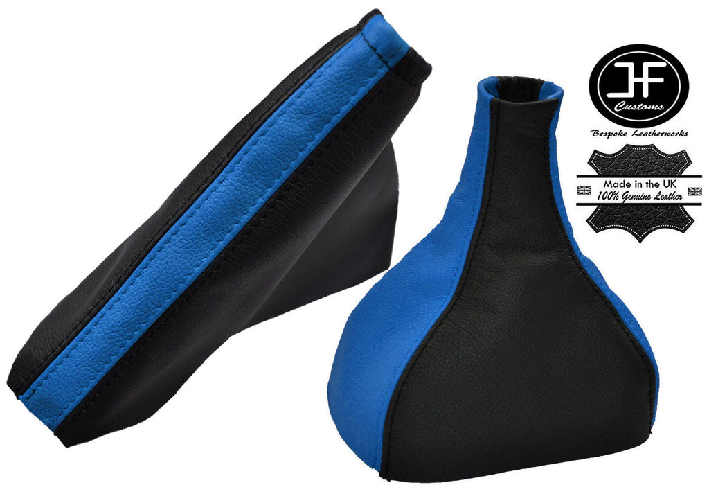 BLACK & BLUE LEATHER GEAR & HANDBRAKE GAITER FITS VAUXHALL OPEL CORSA D 06-14