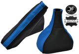 BLACK & BLUE LEATHER GEAR & HANDBRAKE GAITER FITS VAUXHALL OPEL CORSA D 06-14
