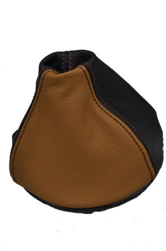 FITS FIAT 500  GEAR GAITER GENUINE LEATHER 07+ BLACK TAN CUSTOM NEW MADE IN UK