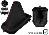 RED STITCH LEATHER GEAR GAITER+PLASTIC FRAME FITS NISSAN PRIMERA P12 02-08