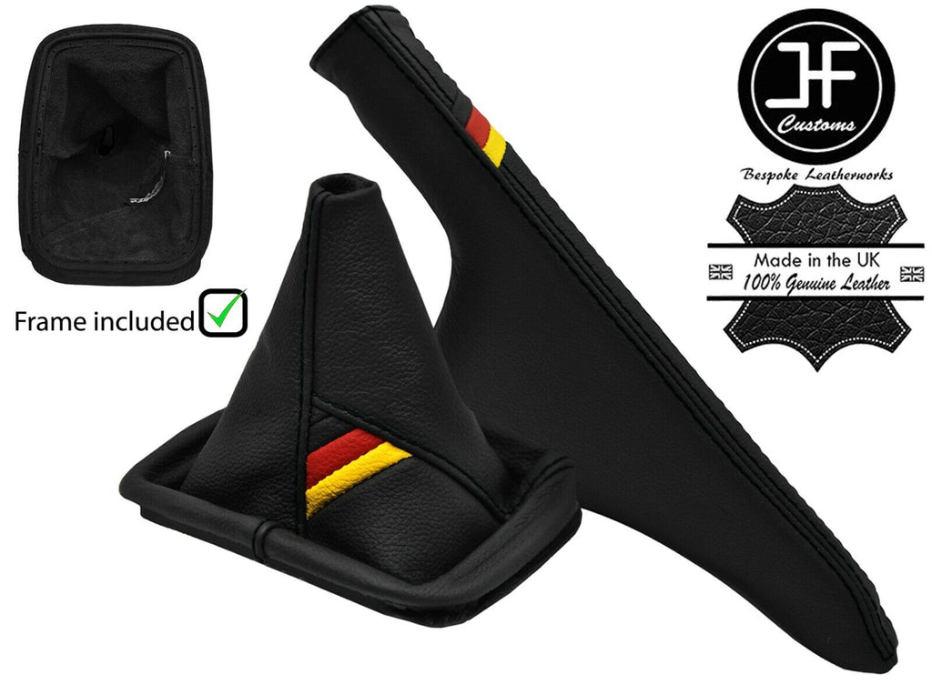 BLACK STITCH GERMAN FLAG GAITER SET COVER + FRAME FOR VW GOLF MK4 IV BORA 98-05