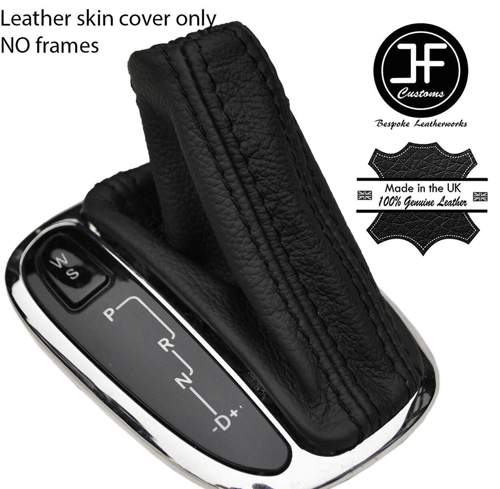 BLACK & BLACK STRIPE LEATHER AUTOMATIC GEAR GAITER FITS MERCEDES C CLASS W203