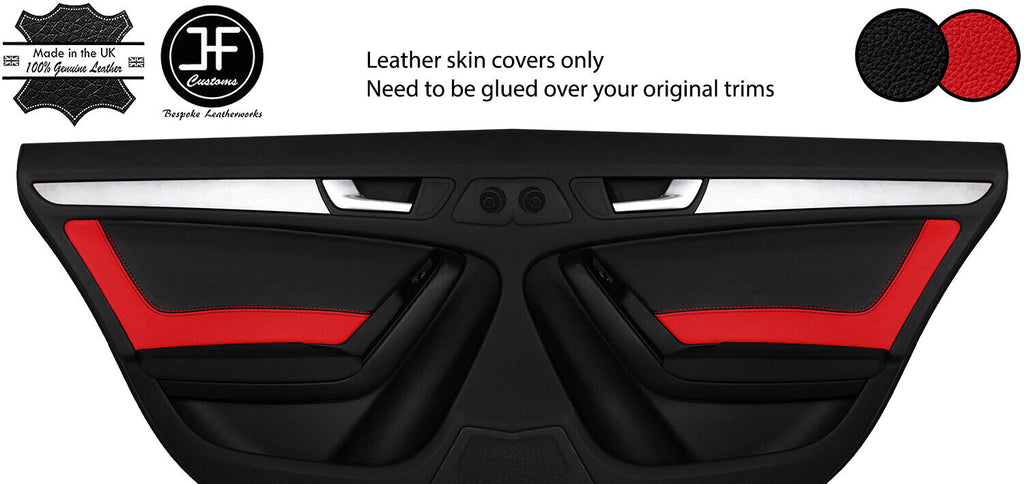 BLACK RED 2X REAR DOOR CARD TRIM LEATHER COVERS FOR AUDI A5 SPORTBACK 4 DOOR