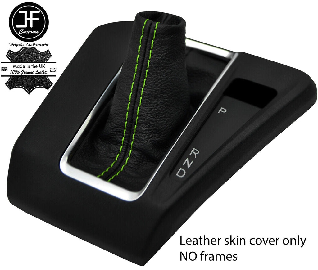 GREEN STITCH REAL LEATHER AUTOMATIC GEAR GAITER FITS FORD TRANSIT CUSTOM 13-19