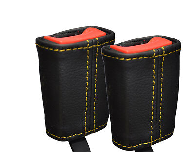 YELLOW STITCHING 2X SEAT BELT LEATHER COVERS FITS SMART FORTWO 451 2013-2015