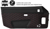 RED DIAMOND STITCH 2X FULL DOOR CARD LEATHER COVER FITS PORSCHE 924 944 75-91
