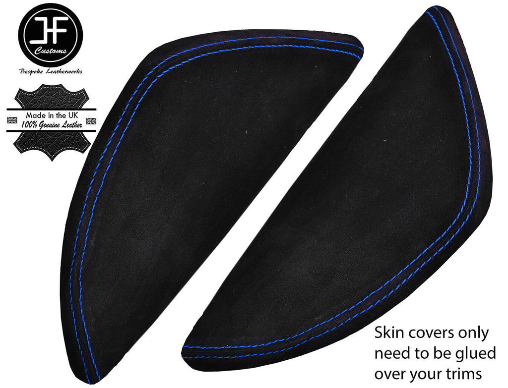 BLUE STITCH 2X  DASH END SIDE TRIM SUEDE COVERS FITS VW T5 TRANSPORTER 03-11