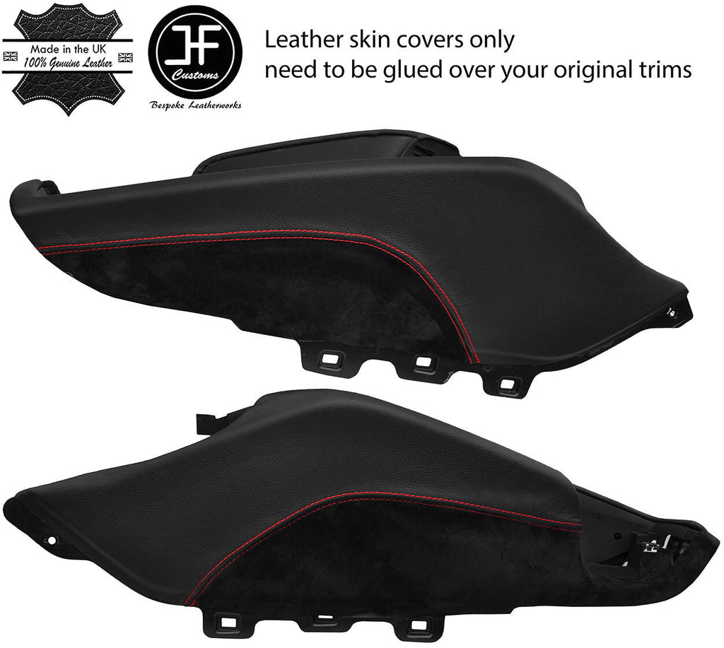 RED STITCH CENTER CONSOLE TRIM LEATHER & SUEDE COVERS FITS AUDI TT MK2 06-14