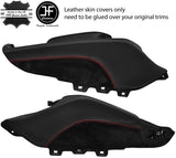 RED STITCH CENTER CONSOLE TRIM LEATHER & SUEDE COVERS FITS AUDI TT MK2 06-14