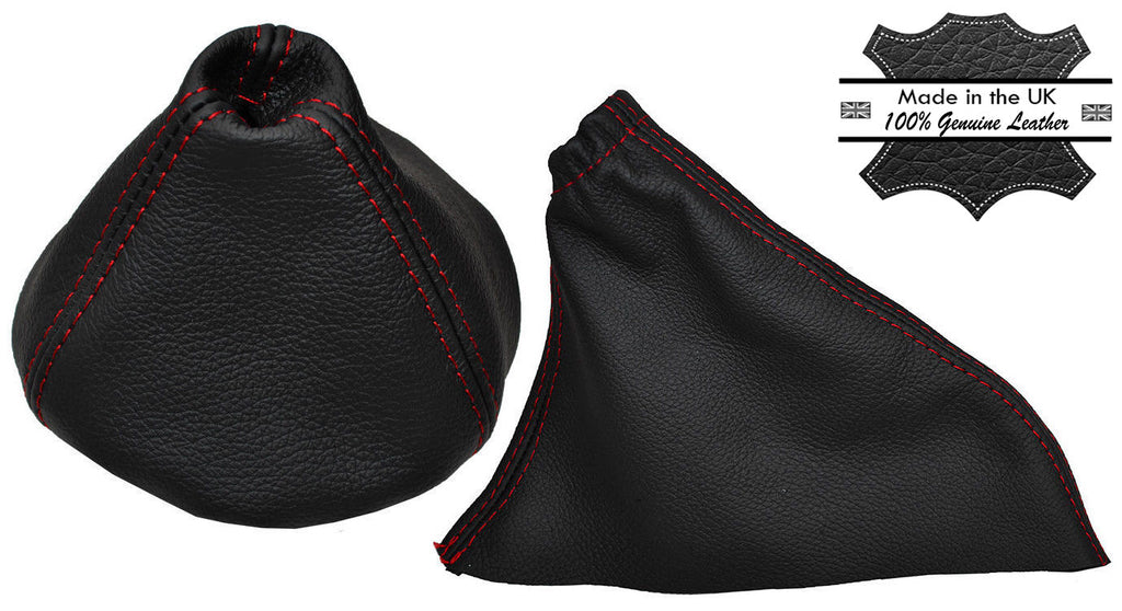 RED DOUBLE STITCH FITS FIAT 500 2007-2015 GEAR HANDBRAKE GAITER LEATHER