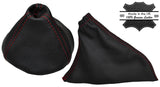 RED DOUBLE STITCH FITS FIAT 500 2007-2015 GEAR HANDBRAKE GAITER LEATHER
