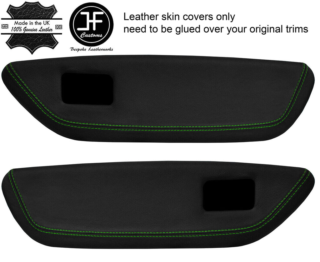 GREEN STITCH 2X FRONT DOOR CARD TRIM LEATHER COVER FOR MG MGF MK1 95-99 STYLE 2