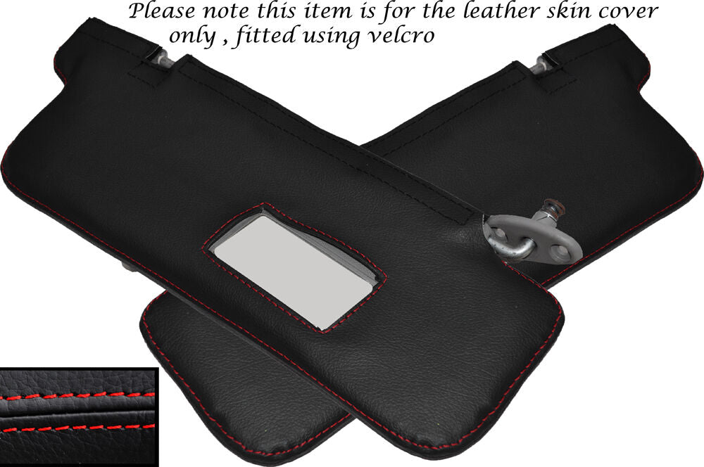 RED STITCH 2X SUN VISORS LEATHER COVERS FITS DAIHATSU SPORTRAK 88-99 CUSTOM NEW