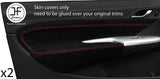 RED STICH 2X DOOR CARD &ARMREST TRIM SUEDE COVER FOR HONDA CIVIC TYPE R 06-12