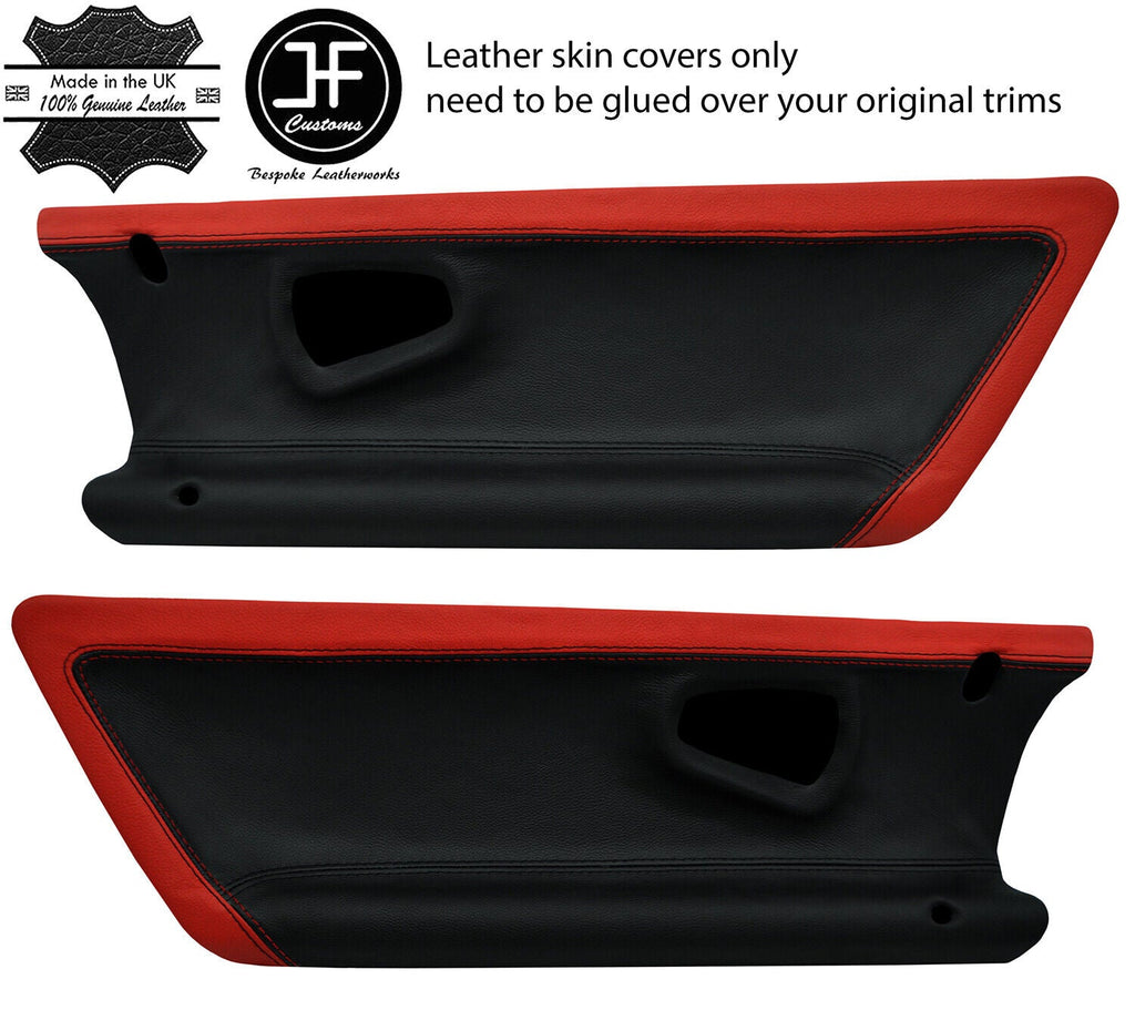 BLACK  RED 2X DOOR CARD TRIM LEATHER COVERS FITS SMART ROADSTER 452 03-05 JF1