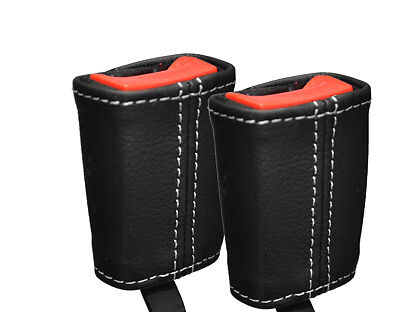 WHITE STITCH 2X FRONT SEAT BELT LEATHER COVERS FITS LAND ROVER DEFENDER 07-16