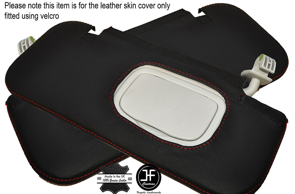 RED STITCHING 2X SUN VISORS LEATHER COVERS FITS FIAT 500X 500 X 2014-2017