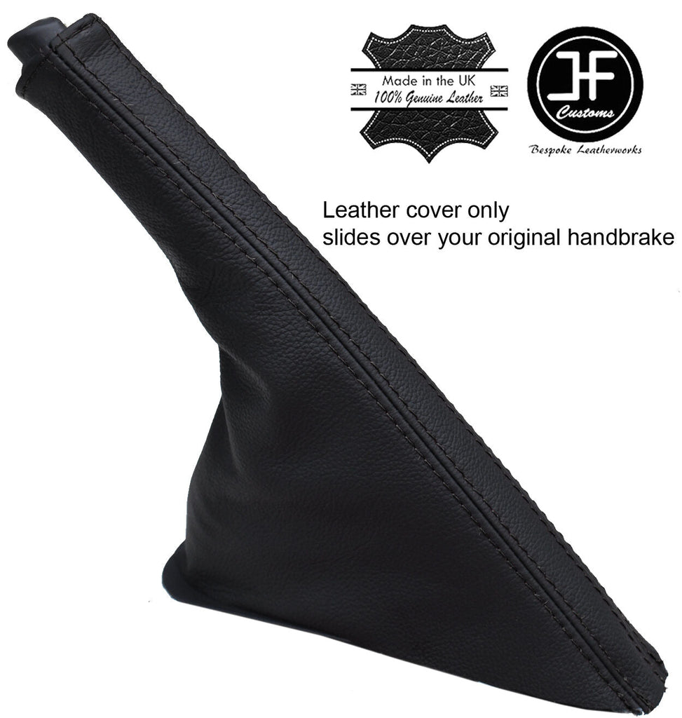 BLACK STITCH TOP GRAIN LEATHER SLIM HANDBRAKE GAITER FITS FIAT 500 2007-2017