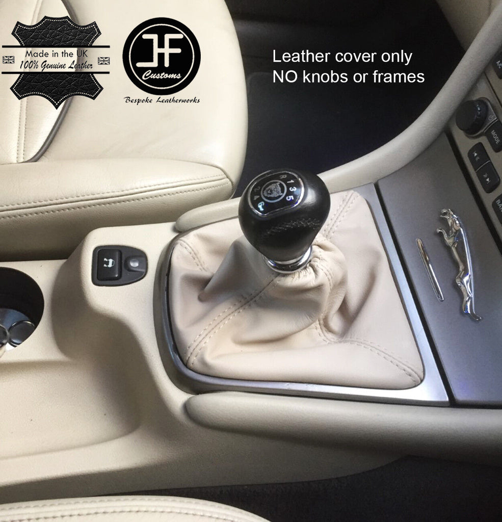 CREAM GENUINE TOP GRAIN LEATHER MANUAL GEAR GAITER FOR JAGUAR X-TYPE 2001-09