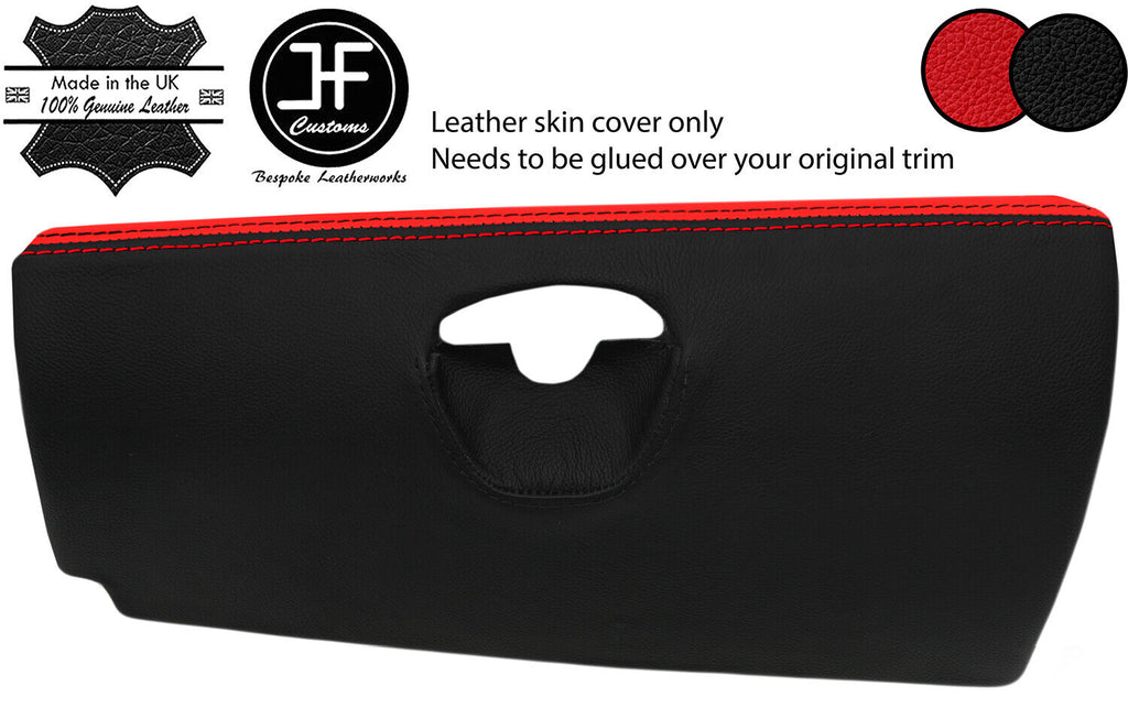 BLACK RED 2 TONE GLOVE BOX REAL LEATHER COVER FOR SMART ROADSTER 452 03-05