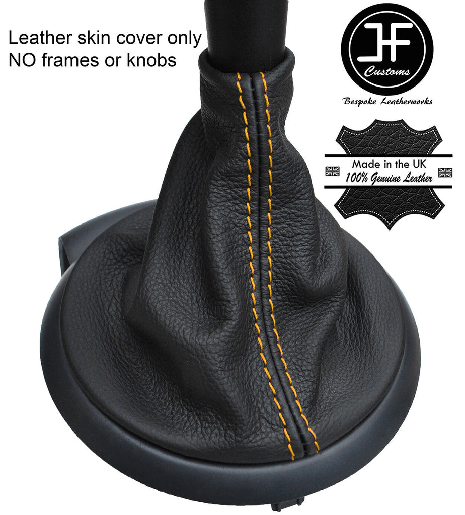 YELLOW STITCH TOP GRAIN REAL LEATHER GEAR GAITER FITS PEUGEOT PARTNER 2008-2017