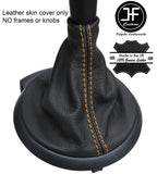 YELLOW STITCH TOP GRAIN REAL LEATHER GEAR GAITER FITS PEUGEOT PARTNER 2008-2017