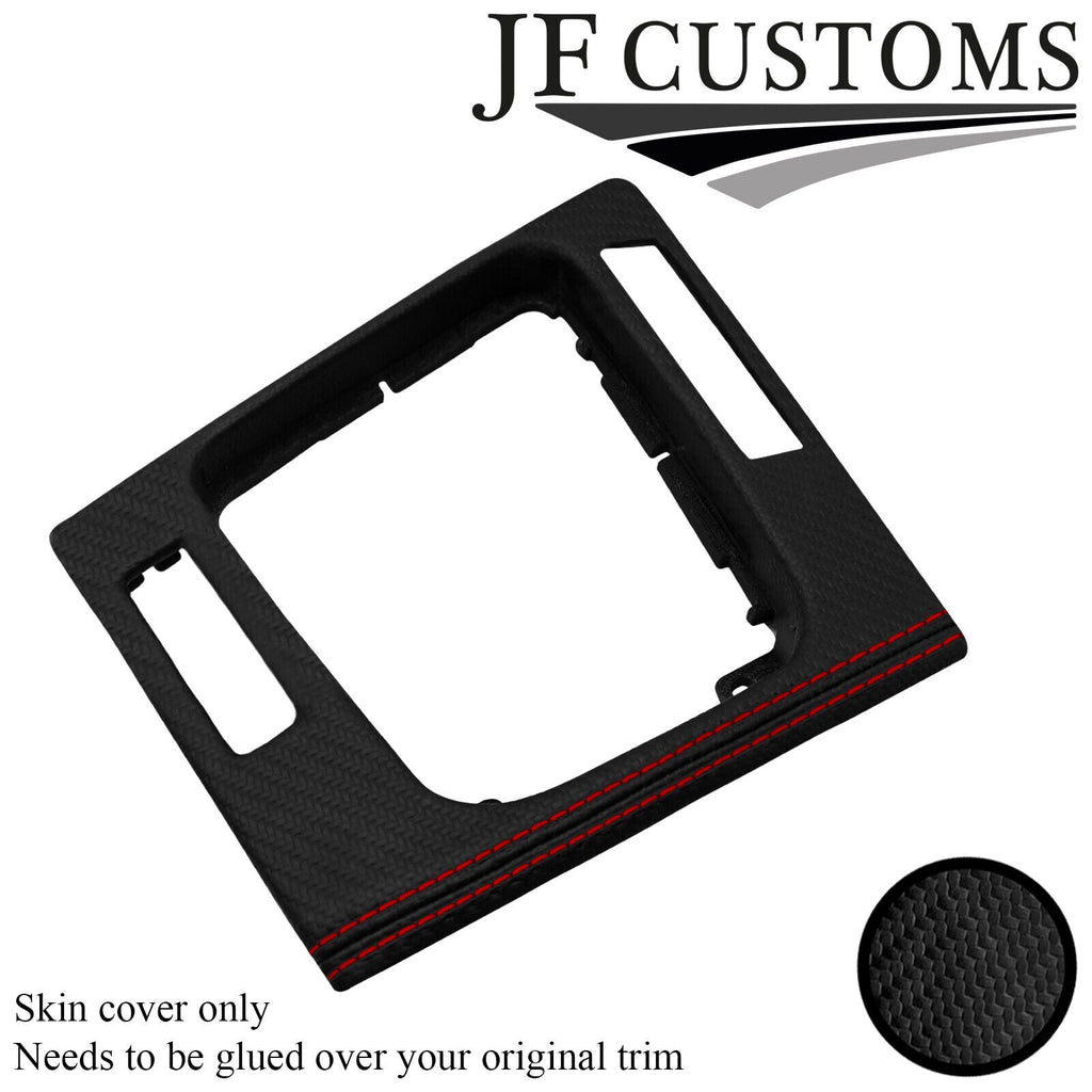 D RED STITCH CARBON GEAR SURROUND COVER FOR BMW E46 CONVERTIBLE SEDAN JF