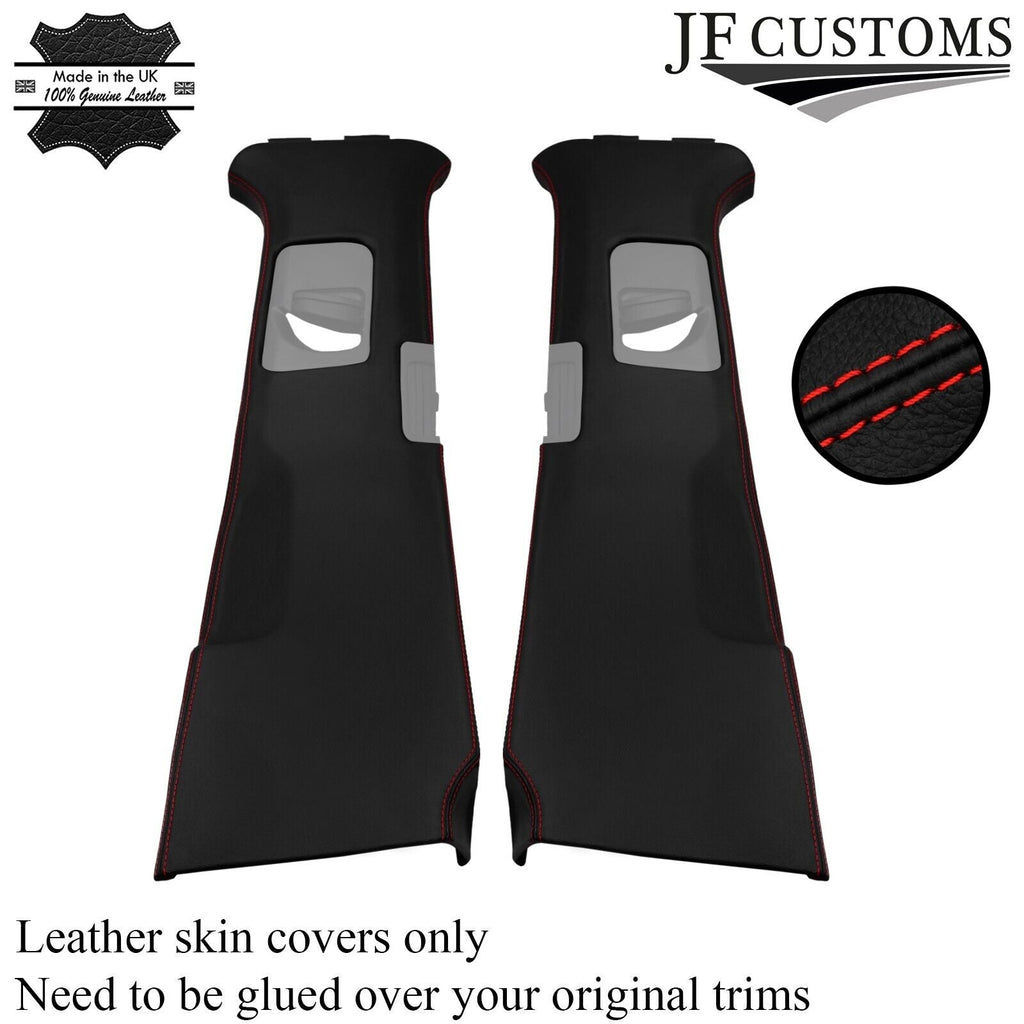 RED STITCH 2X B PILLAR LEATHER SKIN COVERS FOR PORSCHE CAYENNE 92A 958 10-17