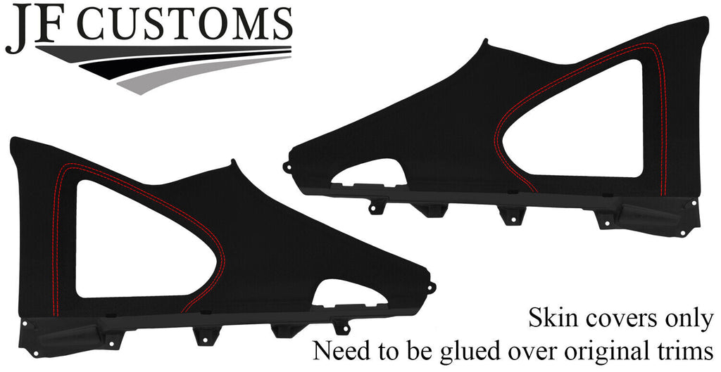 RED STITCH 2X REAR WINDOW PANEL LUXE SUEDE COVERS FOR TOYOTA SUPRA MK4 JF1