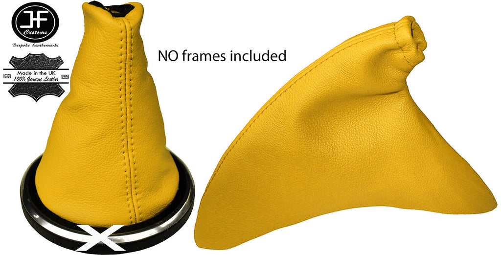 YELLOW  REAL LEATHER GEAR & HANDBRAKE GAITER FITS FORD FIESTA MK6 2002-2008
