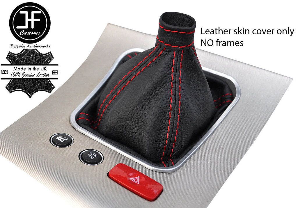 RED STITCH TOP GRAIN REAL LEATHER GEAR GAITER FITS ALFA ROMEO 159 2005-2011