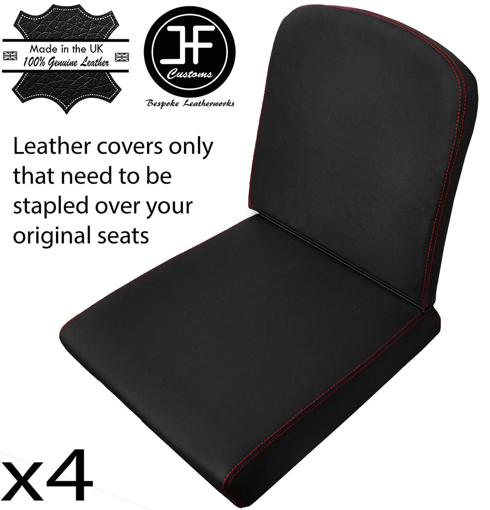 RED STITCH 4X REAR SEAT LEATHER COVERS FITS DEFENDER 90 110 83-06 STYLE 2