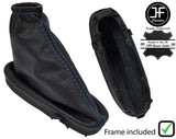 BLUE STITCH LEATHER HANDBRAKE GAITER+PLASTIC FRAME FOR FORD KA MK1 1996-2008