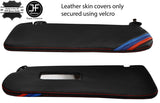 RED STITCH TRI STRIPE 2X SUN VISORS LEATHER COVERS FOR BMW E30 81-92 SALOON