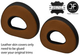 BLACK BROWN 2 TONE 2X HEADREST REAL LEATHER COVERS FOR SMART ROADSTER 452 03-05